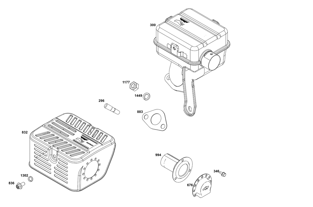 Exhaust Group Diagram and Parts List for 12V337-0171-H7  Briggs and Stratton Engine